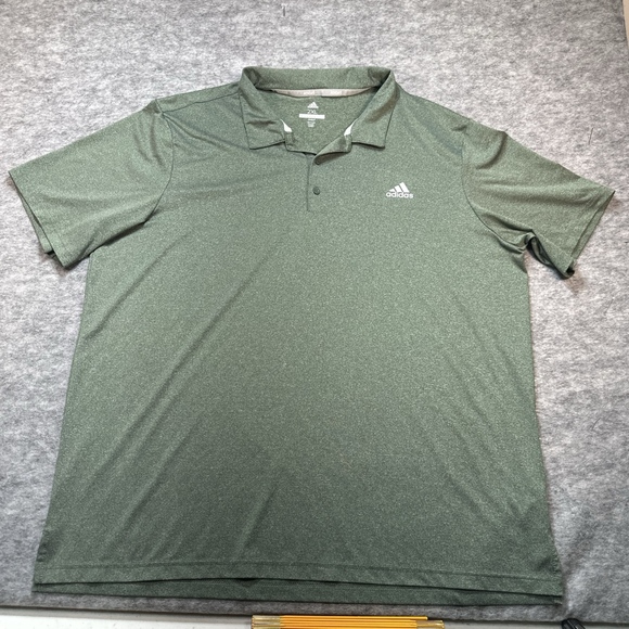 Adidas Polo Mens Size 2XL Heather Green Golf Performance Moisture Wicking - Picture 2 of 9